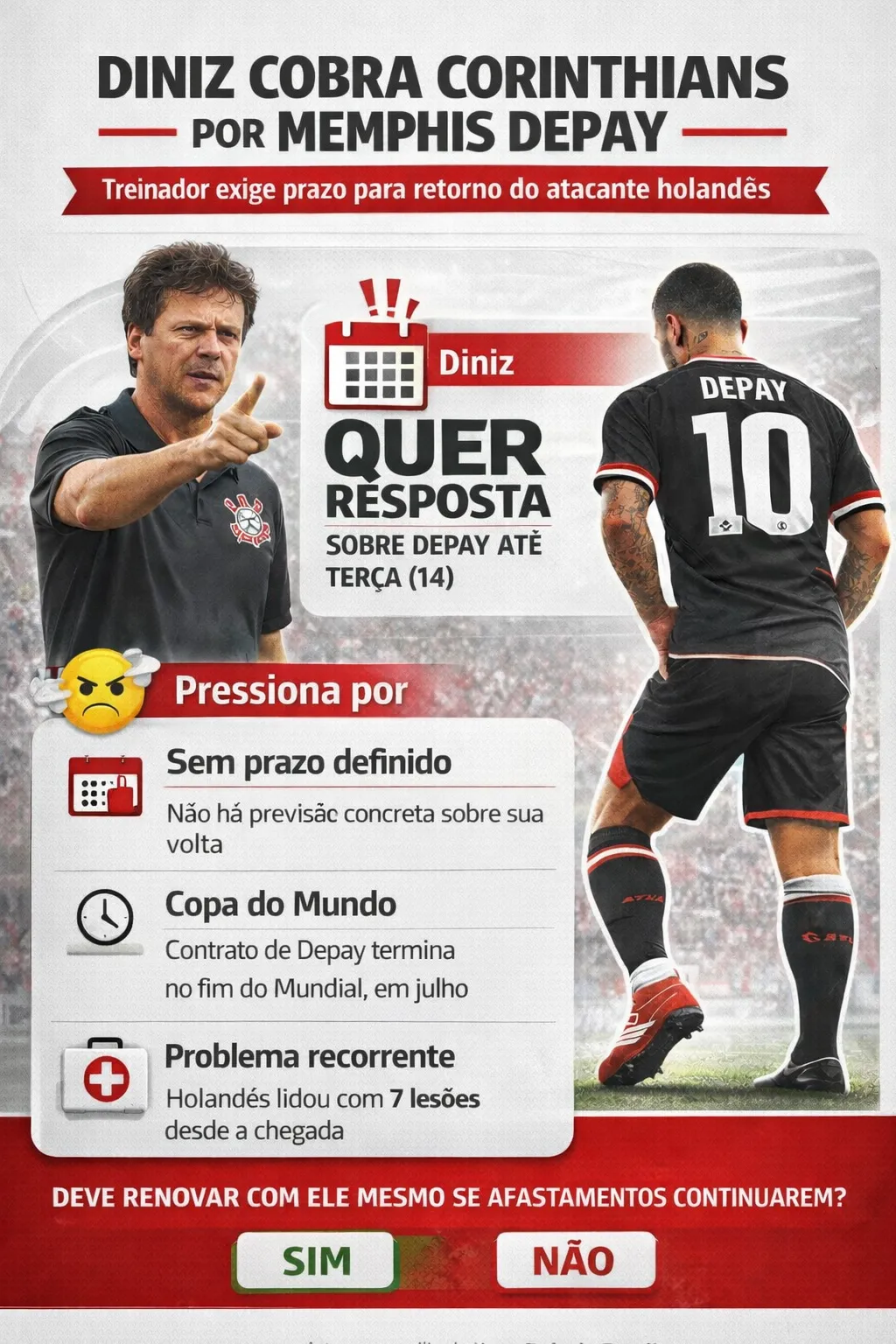 Infográfico Diniz e Memphis Depay