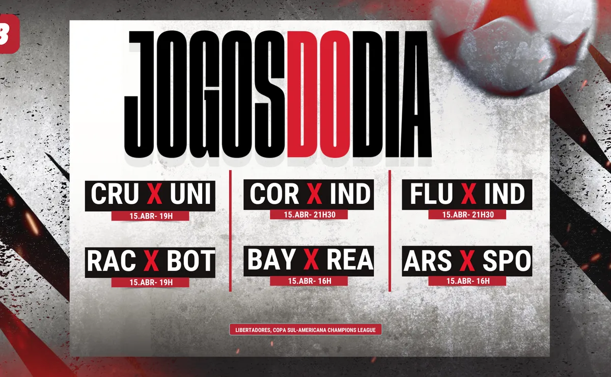 Agenda de jogos de hoje (15/04): horários e onde assistir futebol ao vivo