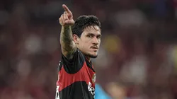 Pedro jogador do Flamengo durante partida contra o Santos. Foto: Thiago Ribeiro/AGIF