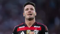 Saul jogador do Flamengo comemora gol durante partida contra o Gremio no estadio Maracana pelo campeonato Brasileiro A 2025. Foto: Jorge Rodrigues/AGIF
