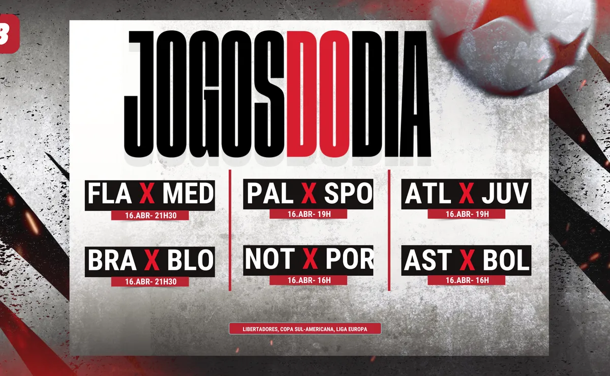 Agenda de jogos de hoje (16/04): horários e onde assistir futebol ao vivo