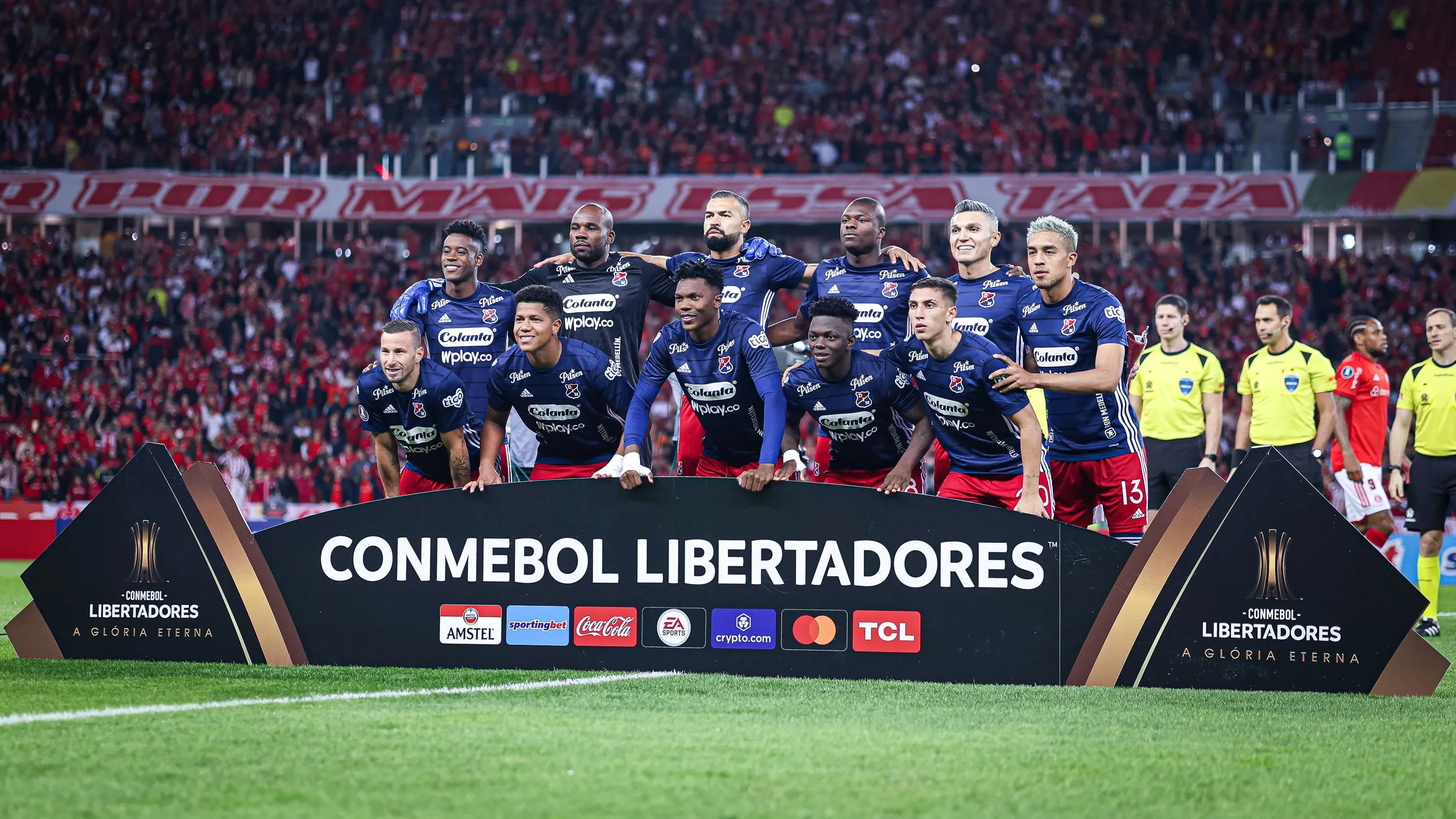 Jogadores do Independiente Medellin pela Libertadores 2023. Foto: Maxi Franzoi/AGIF