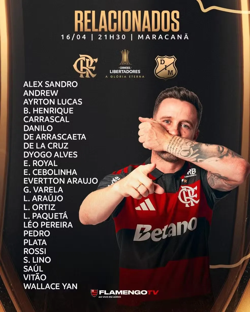 Relacionados do Flamengo contra o Independiente Medellín — Foto: Divulgação / Flamengo