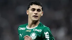 Sosa jogador do Palmeiras durante partida contra o Corinthians no estadio Arena Corinthians pelo campeonato Brasileiro A 2026. Foto: Marcello Zambrana/AGIF