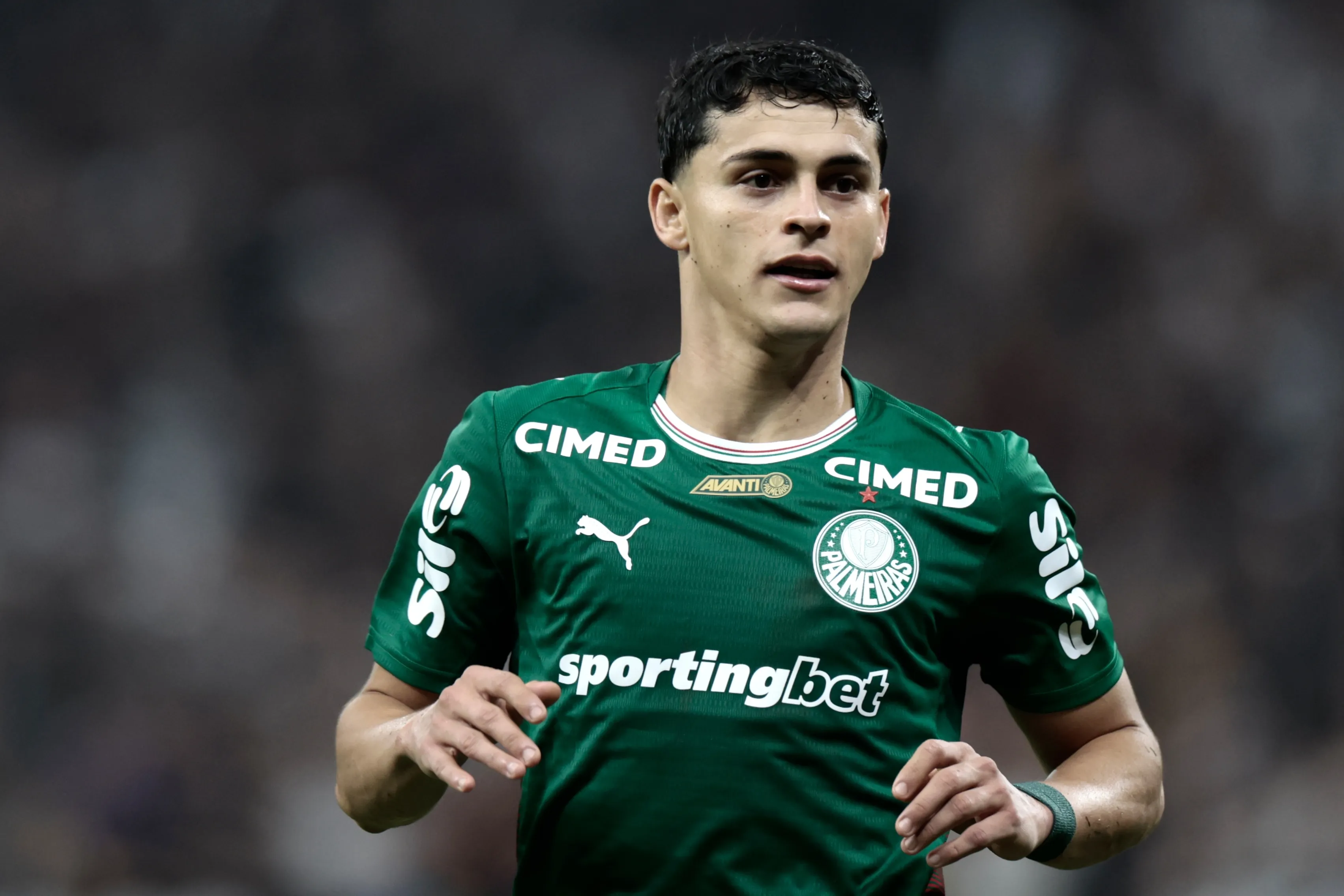 Sosa jogador do Palmeiras durante partida contra o Corinthians no estadio Arena Corinthians pelo campeonato Brasileiro A 2026. Foto: Marcello Zambrana/AGIF