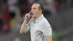 Alejandro Restrepo tecnico do Independiente Medellin durante partida contra o Flamengo no estadio Maracana pelo campeonato Copa Libertadores 2026.
