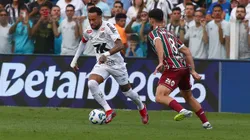 Neymar jogador do Santos durante partida contra o Fluminense no estadio Vila Belmiro pelo campeonato Brasileiro A 2025. Foto: Mauricio De Souza/AGIF