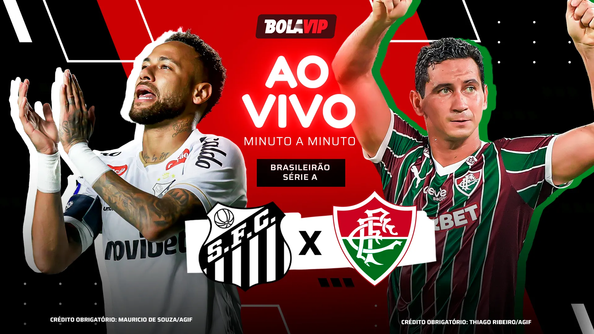 Santos x Fluminense foi transmitido ao vivo pelo Bolavip Brasil. Fotos: Mauricio de Souza e Thiago Ribeiro – AGIF