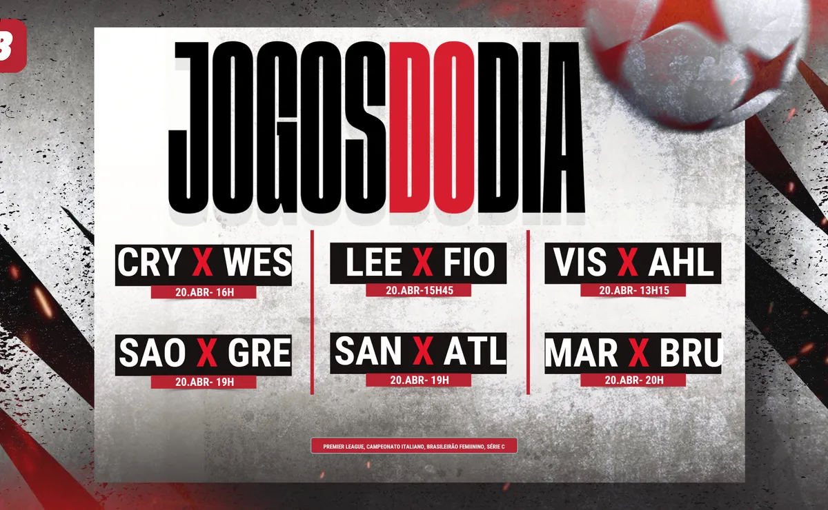 Agenda de jogos de hoje (20/04): horários e onde assistir futebol ao vivo