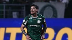 Gustavo Gómez jogador do Palmeiras comemora seu gol durante partida contra o Athletico-PR. Foto: Ettore Chiereguini/AGIF