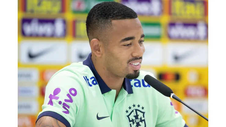 MT - CUIABA - 09/10/2023 - SELECAO BRASILEIRA, COLETIVA - Gabriel Jesus jogador da Selecao Brasileira durante coletiva de imprensa realizada no Arena Pantanal. Foto: Gil Gomes/AGIF