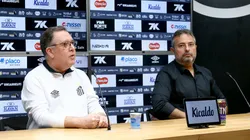 Mattos e Teixeira em coletiva do Santos FC.