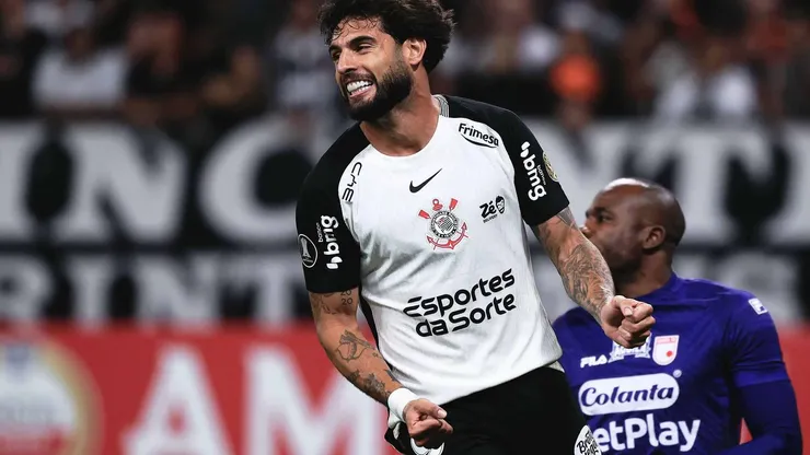 Yuri Alberto (Corinthians) durante jogo contra o Santa Fé, no dia 15.04.2026. Foto: Associated Press / Alamy
