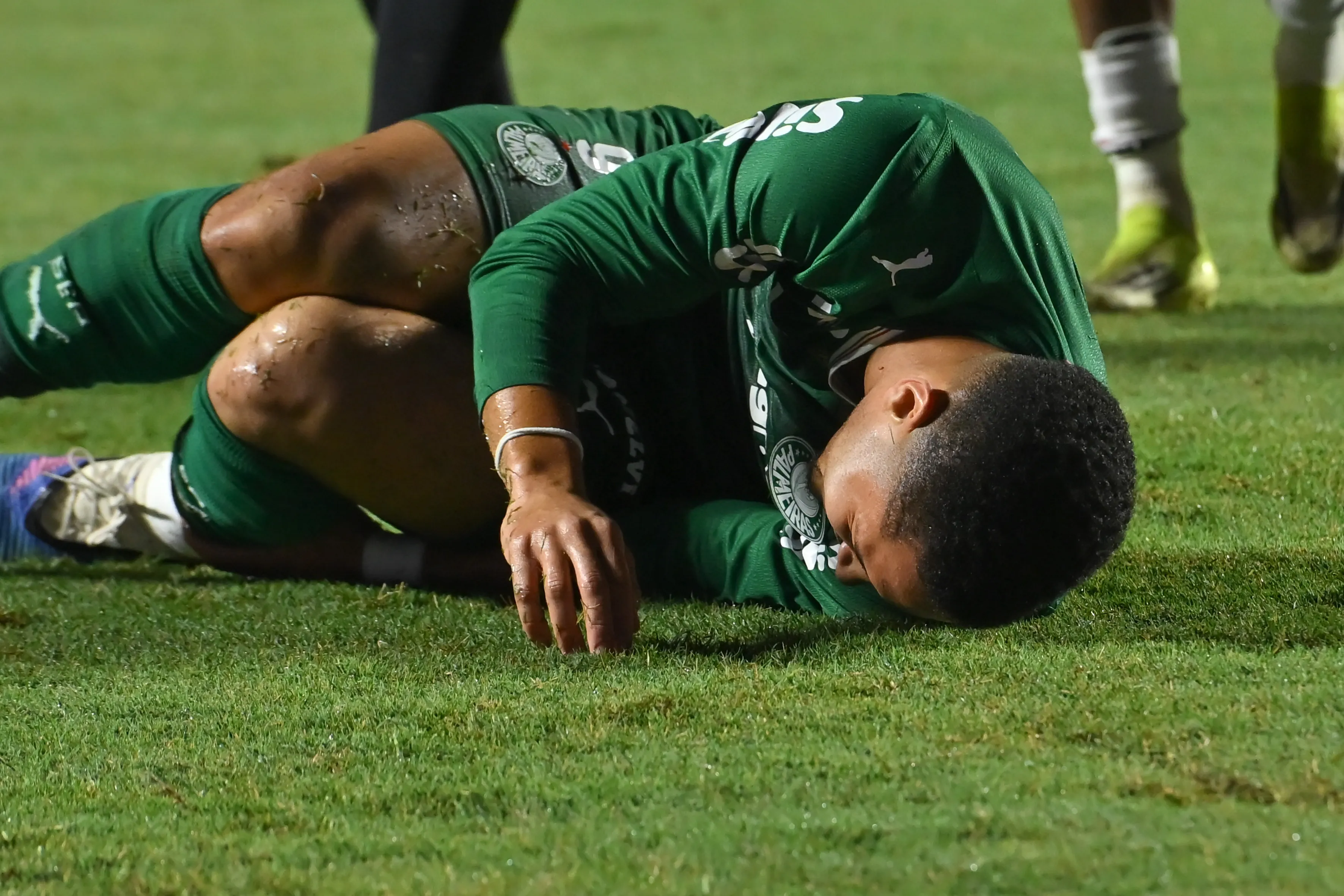 Vitor Roque jogador do Palmeiras sofre falta durante partida contra o Sao Paulo no estadio Morumbi pelo campeonato Brasileiro A 2026. Foto: Jota Erre/AGIF
