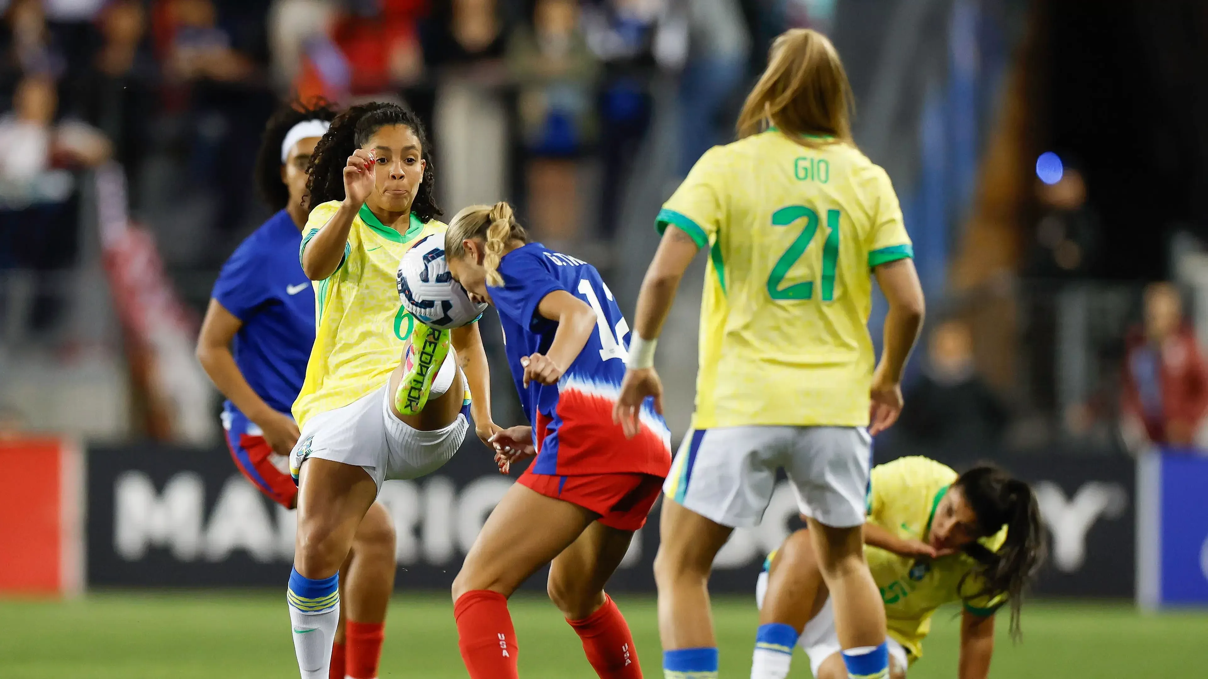 Seleção Feminina em amistoso contra os EUA em abril de 2025