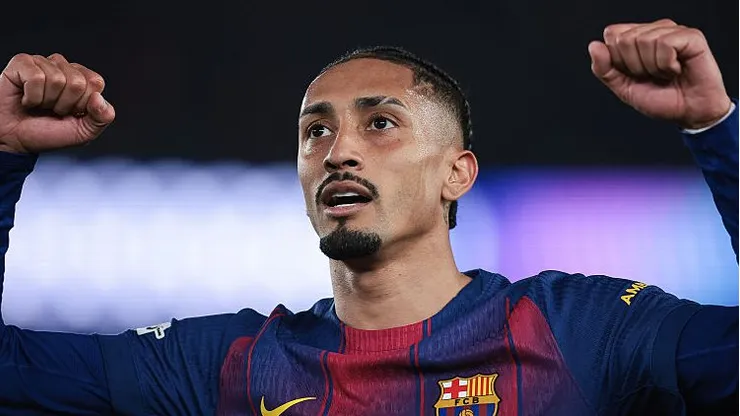 Raphinha pelo Barcelona. Foto: Eric Alonso/Getty Images
