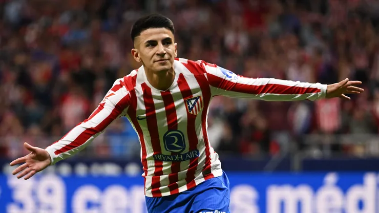 MADRID, SPAIN - OCTOBER 18: Thiago Almada of Atletico de Madrid celebrates scoring his team's first goal during the LaLiga EA Sports match between Atletico de Madrid and CA Osasuna at Riyadh Air Metropolitano on October 18, 2025 in Madrid, Spain. (Photo by Denis Doyle/Getty Images)