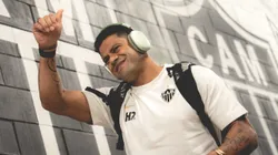 Hulk jogador do Atlético chegando na Arena MRV antes da partida contra o Flamengo