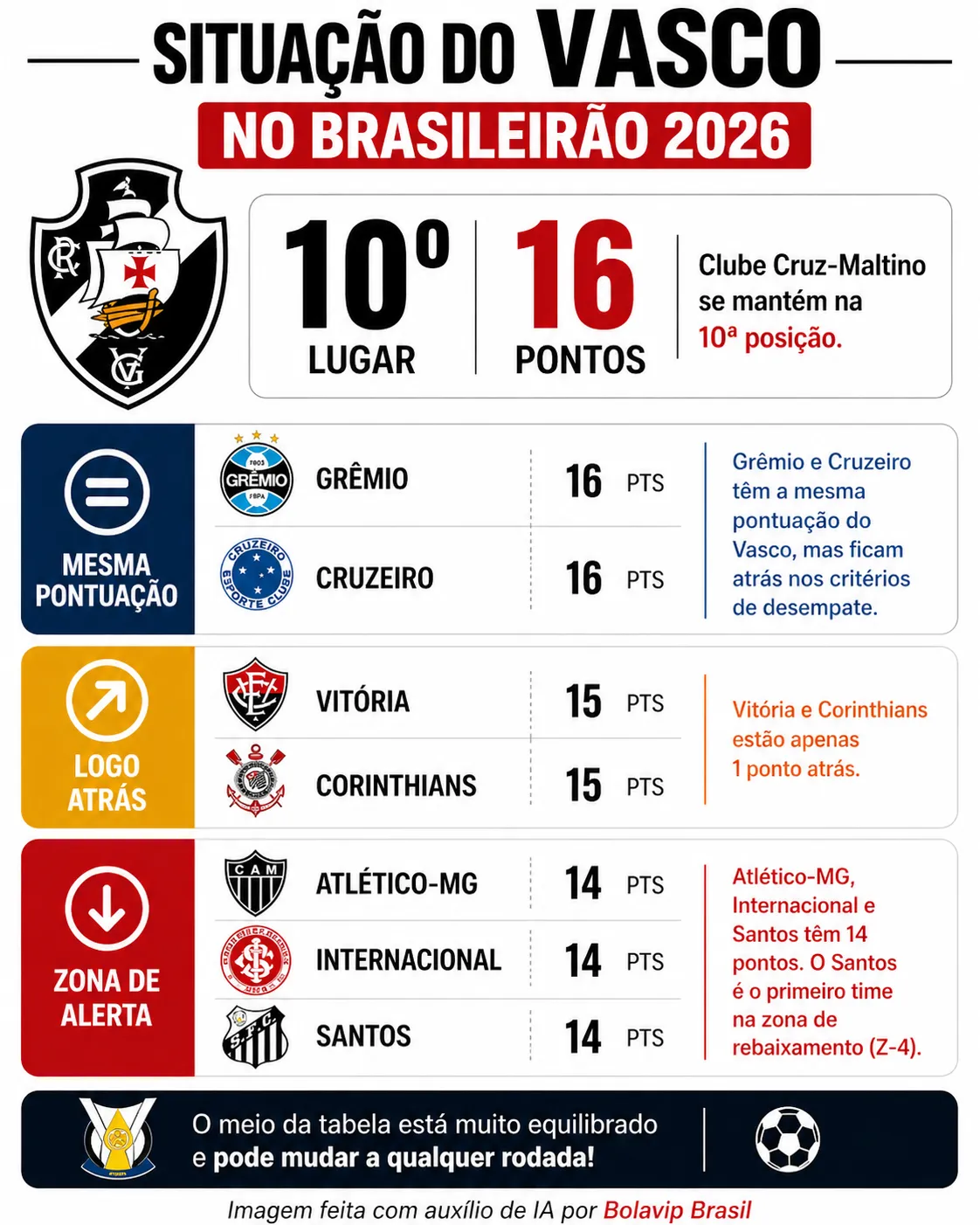 Infográfico Vasco Brasileirão
