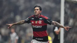 Pedro jogador do Flamengo comemora seu gol durante partida contra o Atletico-MG no estadio Arena MRV pelo campeonato Brasileiro A 2026. Foto: Gilson Lobo/AGIF