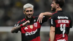 Arrascaeta jogador do Flamengo comemora seu gol durante partida contra o Atletico-MG no estadio Arena MRV pelo campeonato Brasileiro A 2026. Foto: Gilson Lobo/AGIF