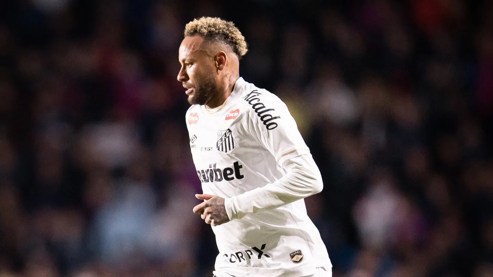 Neymar durante partida contra o San Lorenzo. Foto: Abenr Dourado/Santos FC