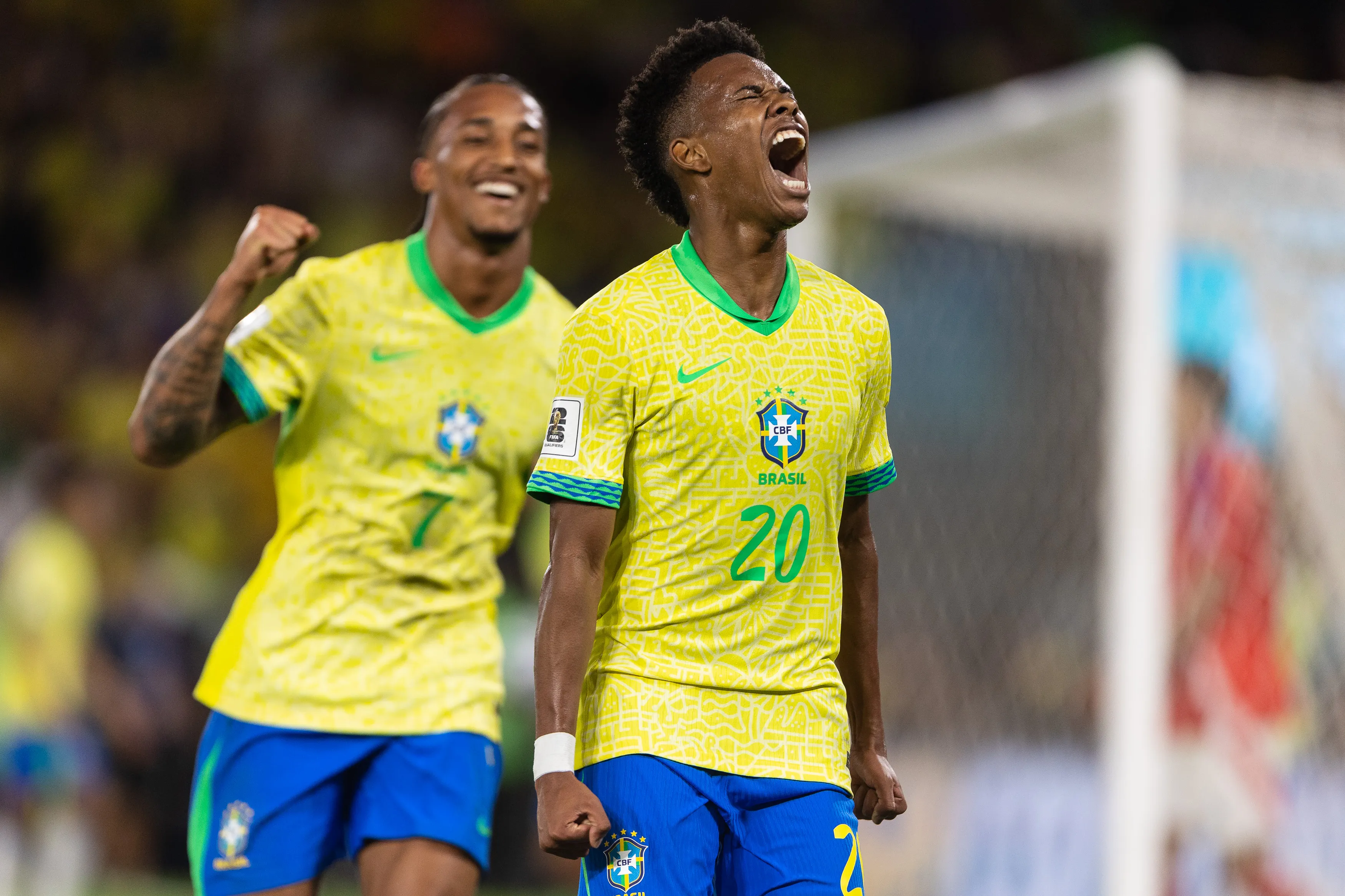 RIO DE JANEIRO, BRAZIL – SEPTEMBER 04: Estevao Willian of Brazil celebrates after scoring the team’s first goal during the match between Brazil and Chile as part of the South American FIFA World Cup 2026 Qualifier at Maracana Stadium on September 04, 2025 in Rio de Janeiro, Brazil. (Photo by Ruano Carneiro/Getty Images)