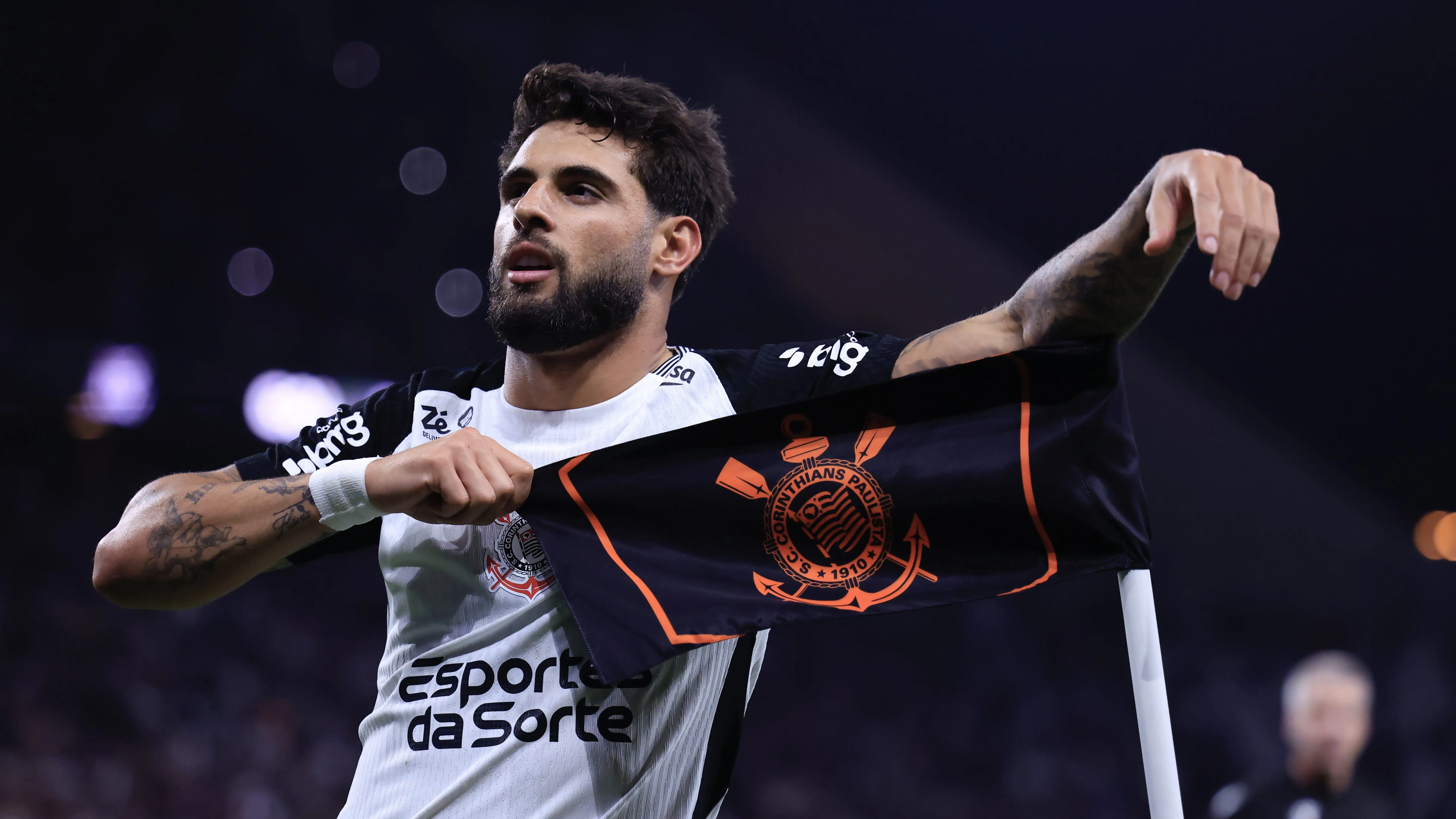 Yuri Alberto  jogador do Corinthians comemora seu gol durante partida contra o São Paulo. Foto: Marcello Zambrana/AGIF