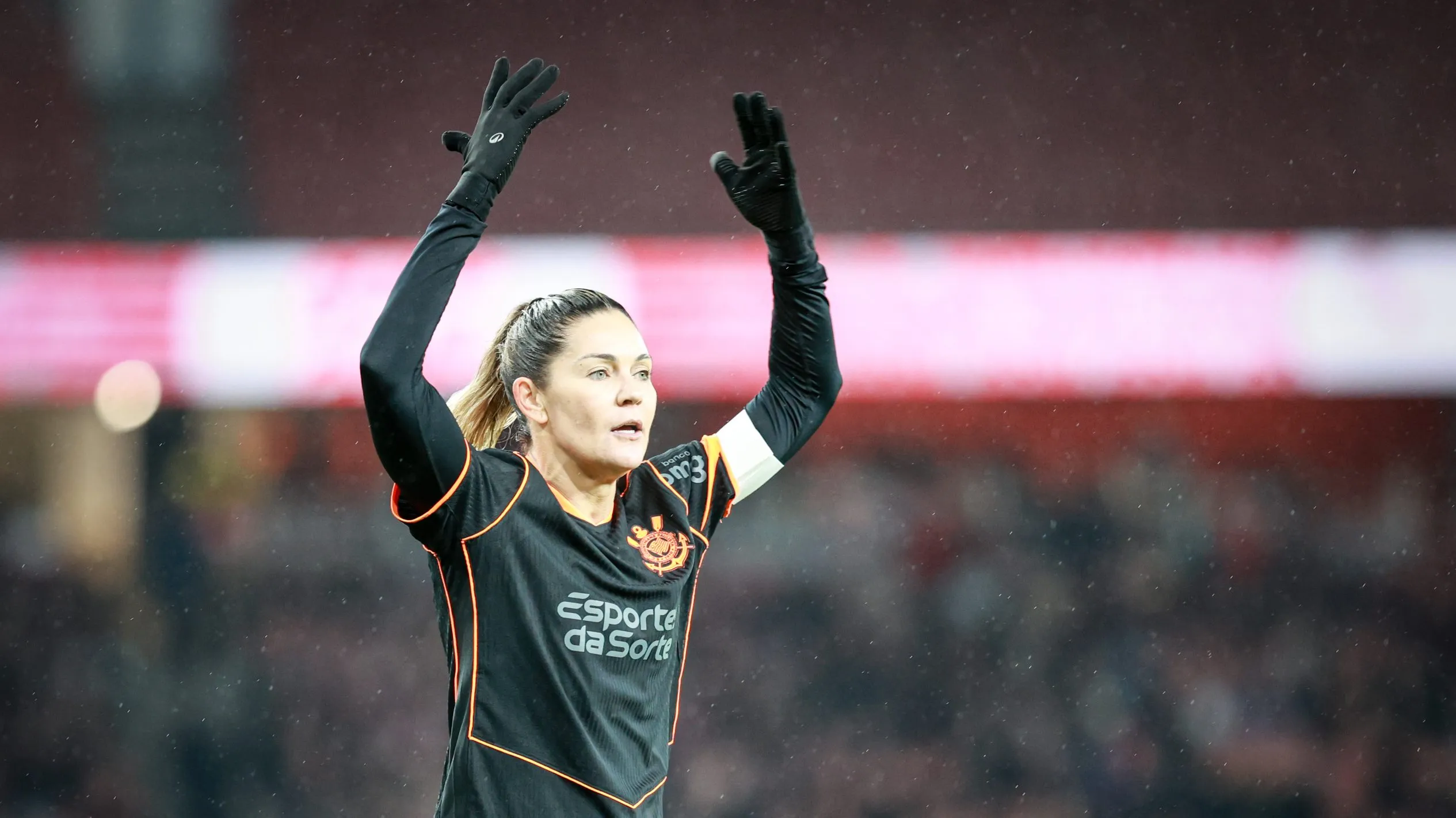Gabi Zanotti, jogadora do Corinthians, em campo na final do Mundial de Clubes Feminino da FIFA