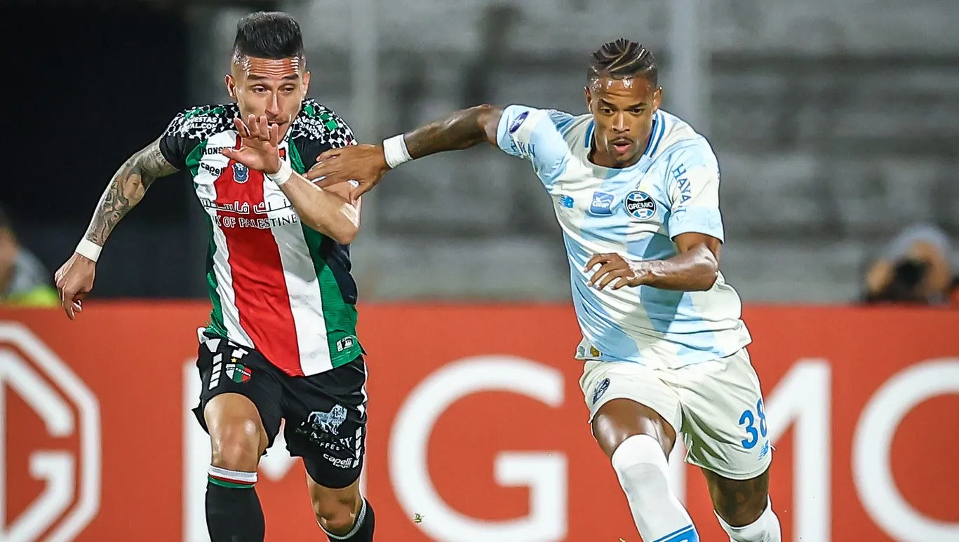 Lance da partida entre Grêmio e Palestino.  FOTO: LUCAS UEBEL/GRÊMIO FBPA