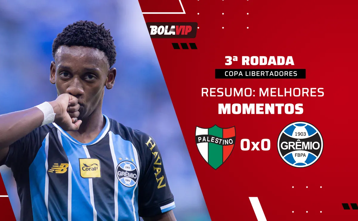 Palestino 0 x 0 Grêmio: resumo do empate, sem gols, do Tricolor pela Sul-Americana