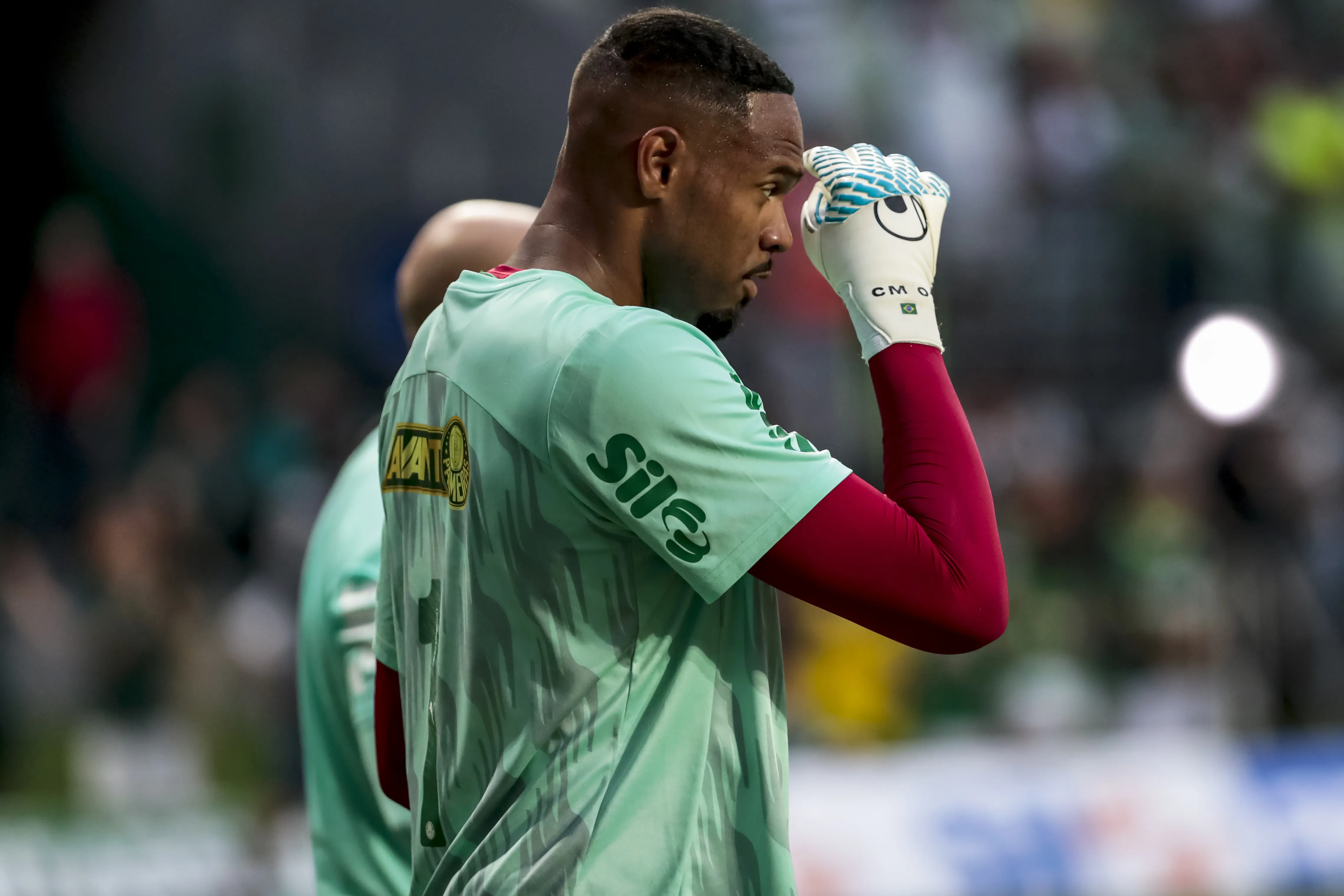 Carlos Miguel jogador do Palmeiras durante aquecimento antes da partida contra o Mirassol. Foto: Marco Miatelo/AGIF