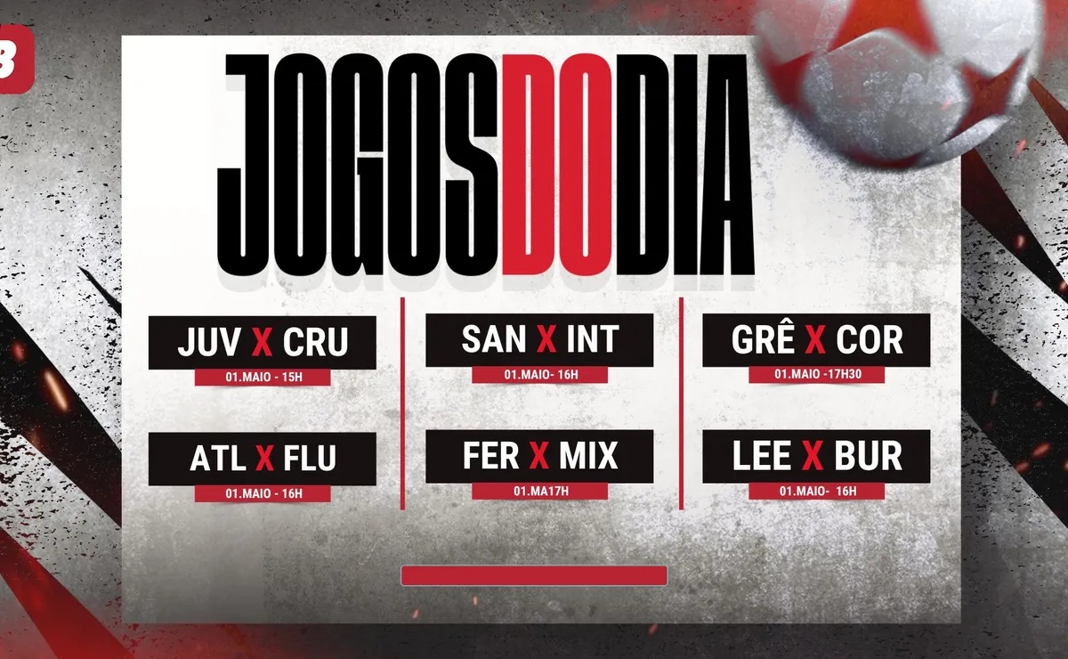 Agenda de jogos de hoje (01/05): horários e onde assistir futebol ao vivo nesta sexta