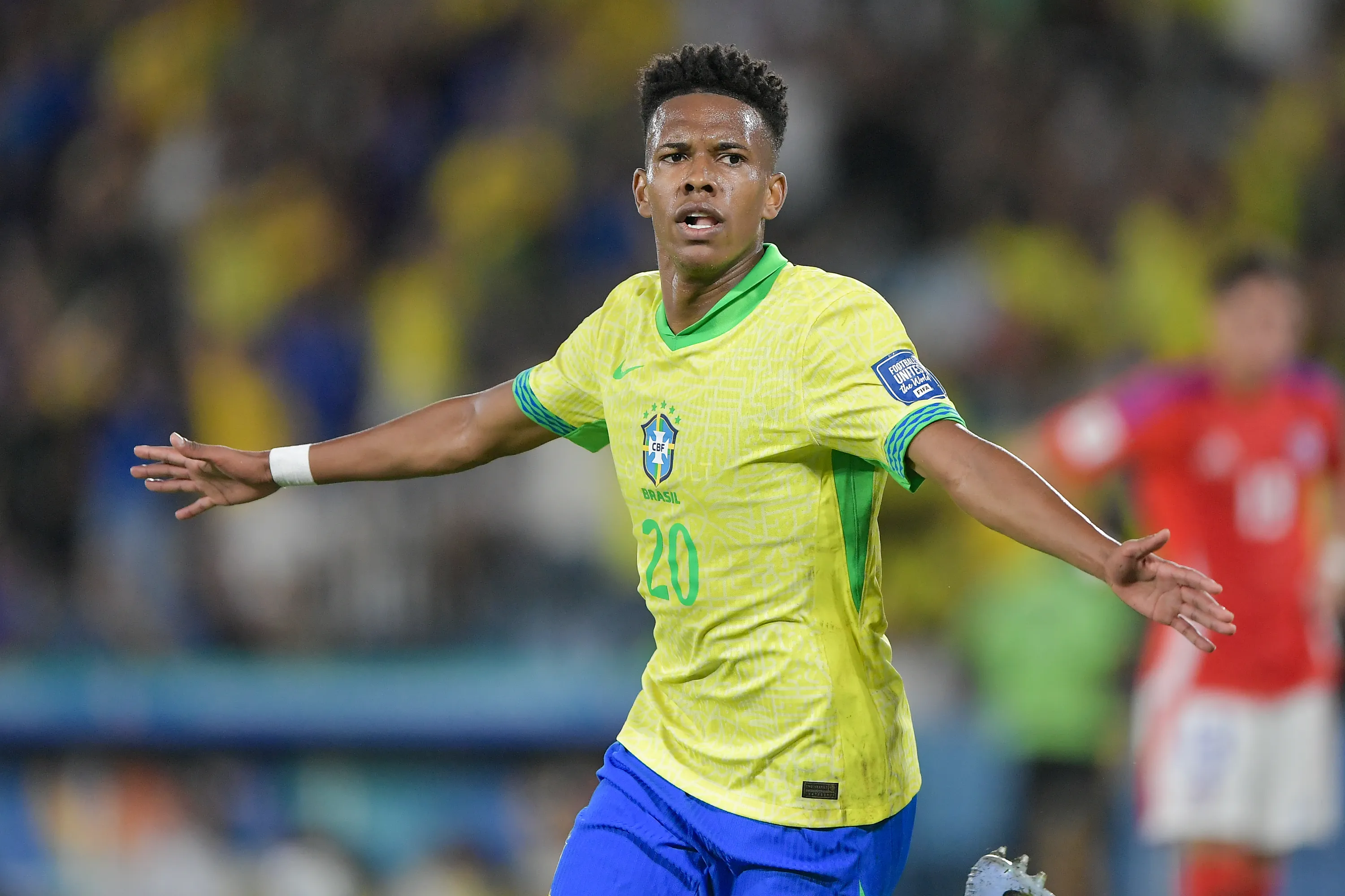Estêvão comemora gol pela seleção. Foto: Thiago Ribeiro/AGIF