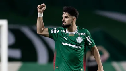 Flaco López jogador do Palmeiras comemora seu gol durante partida contra o Santos. Foto: Marcello Zambrana/AGIF