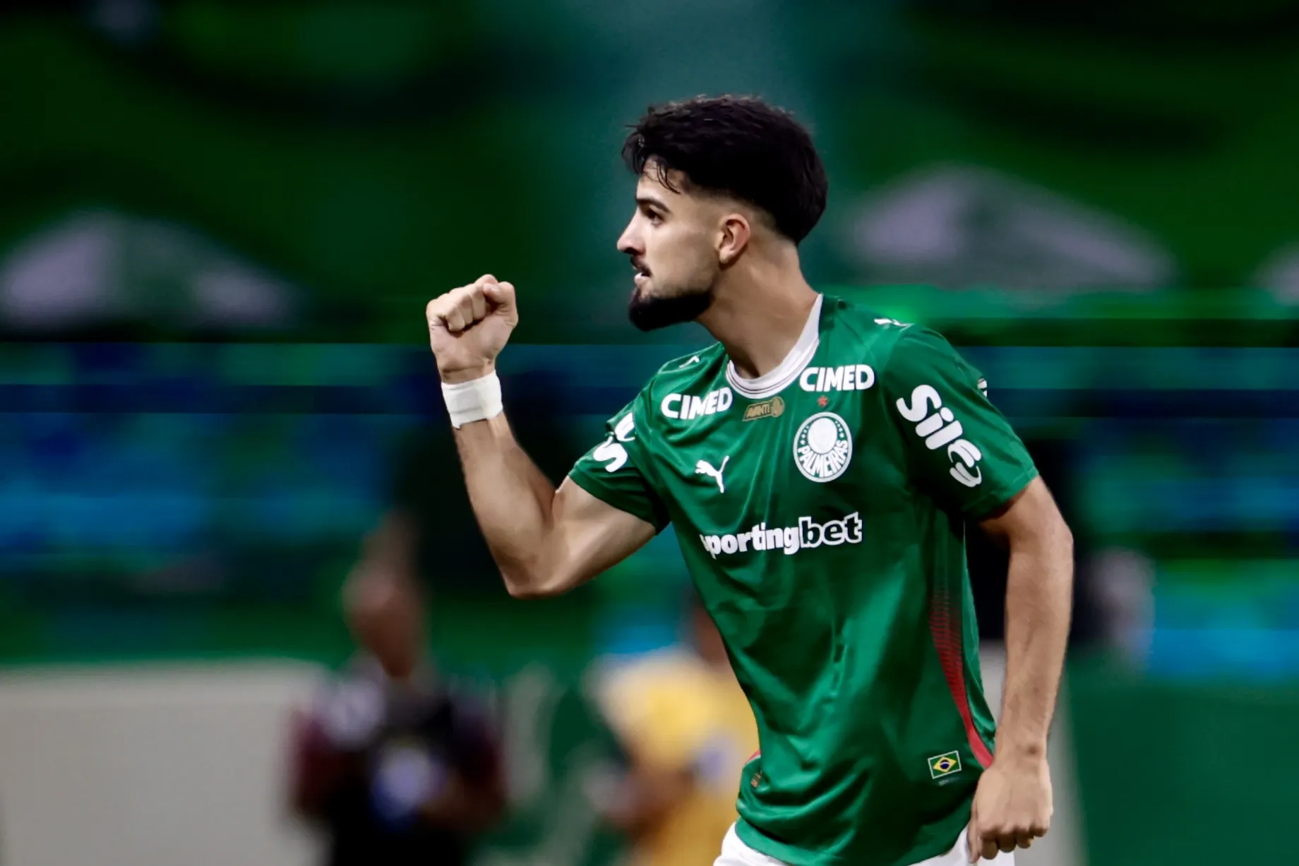 SP – SAO PAULO – 02/05/2026 – BRASILEIRO A 2026, PALMEIRAS X SANTOS – Flaco Lopez jogador do Palmeiras comemora seu gol durante partida contra o Santos no estadio Arena Allianz Parque pelo campeonato Brasileiro A 2026. Foto: Marcello Zambrana/AGIF