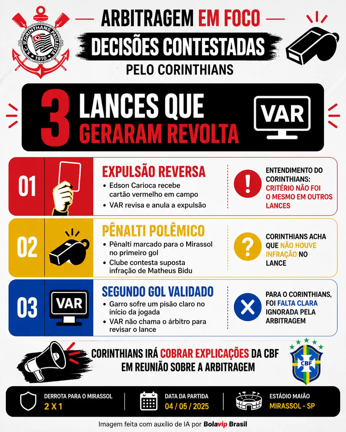 Infográfico Corinthians arbitragem