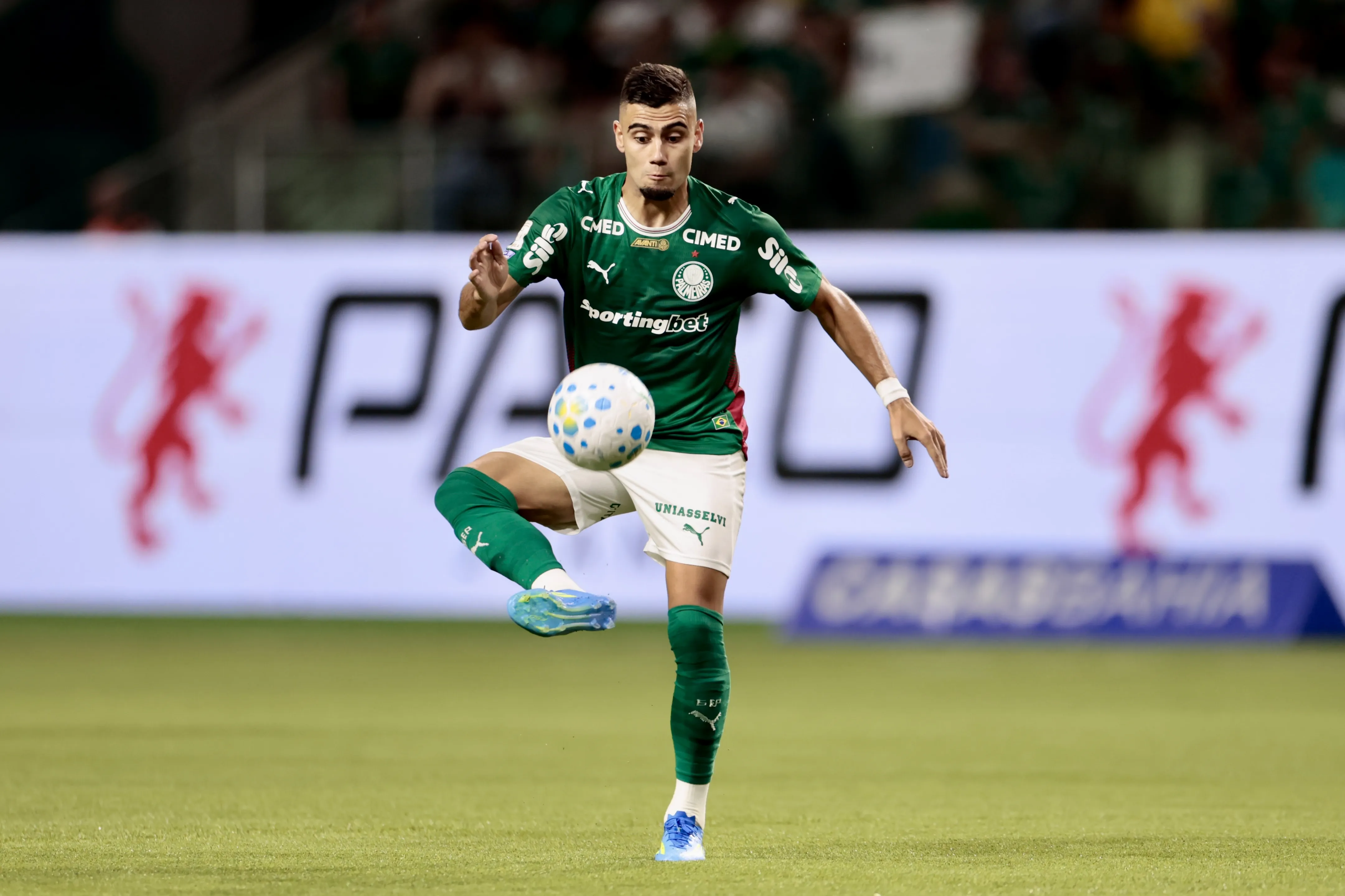 Andreas Pereira jogador do Palmeiras durante partida contra o Santos. Foto: Marcello Zambrana/AGIF