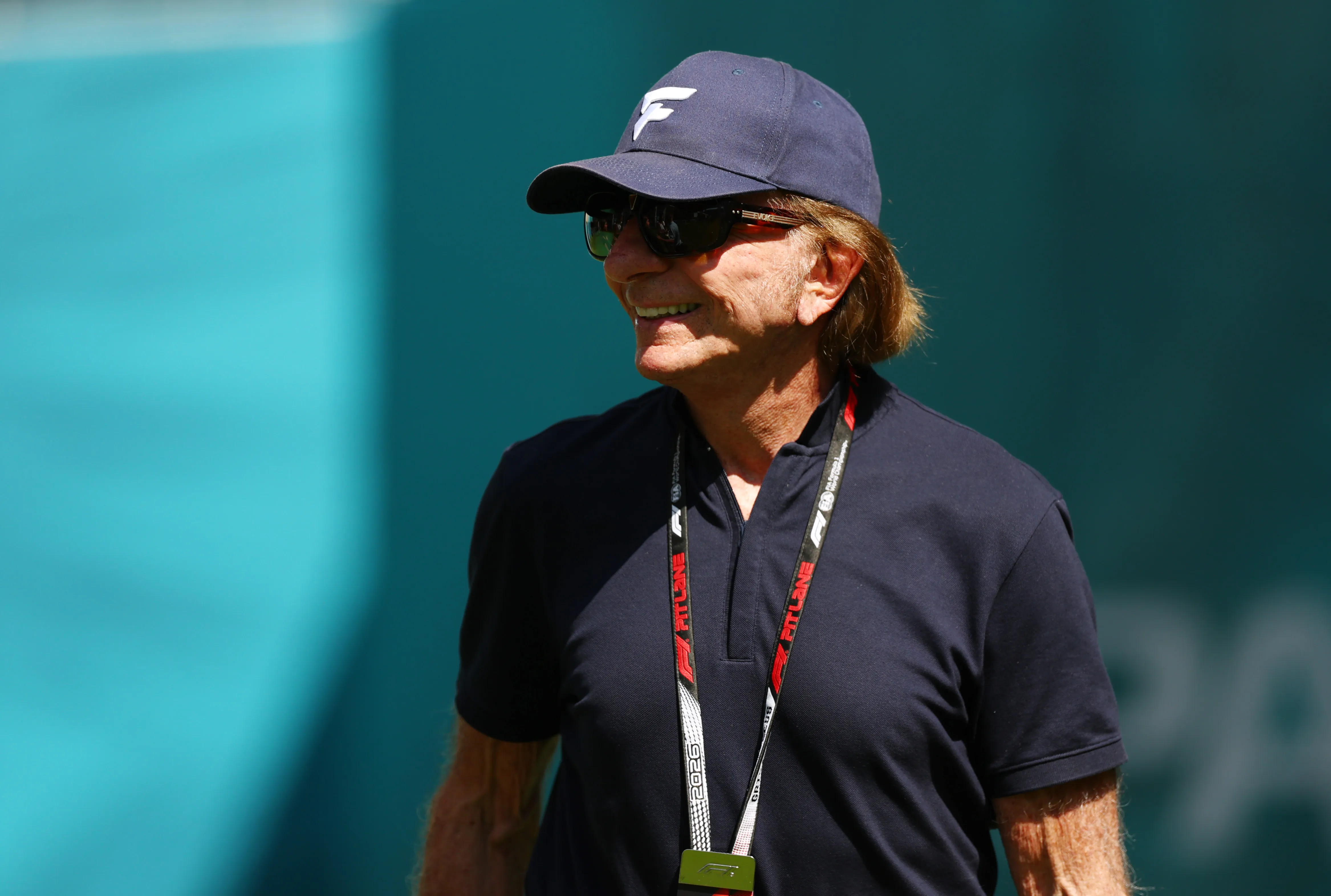 MIAMI, FLORIDA – MAY 01: Emerson Fittipaldi walks in the Paddock prior to practice ahead of the F1 Grand Prix of Miami at Miami International Autodrome on May 01, 2026 in Miami, Florida. (Photo by Clive Mason/Getty Images)
