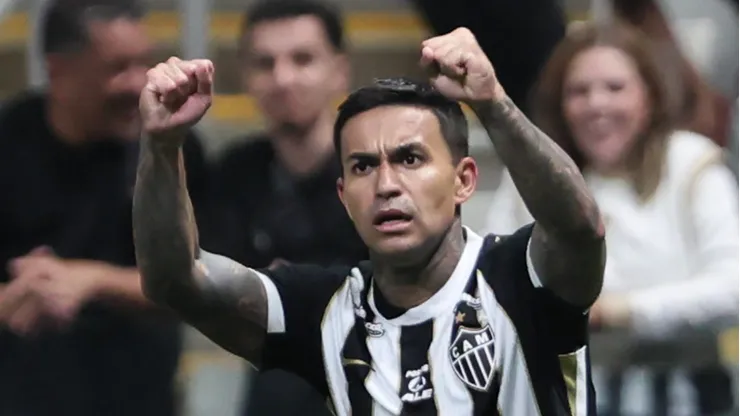 Dudu jogador do Atletico comemora seu gol durante partida contra o America-MG no estadio Arena MRV pelo campeonato Mineiro 2026. Foto: Gilson Lobo/AGIF