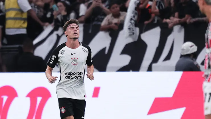 Breno Bidon jogador do Corinthians comemora seu gol durante partida contra o São Paulo. Foto: Ettore Chiereguini/AGIF