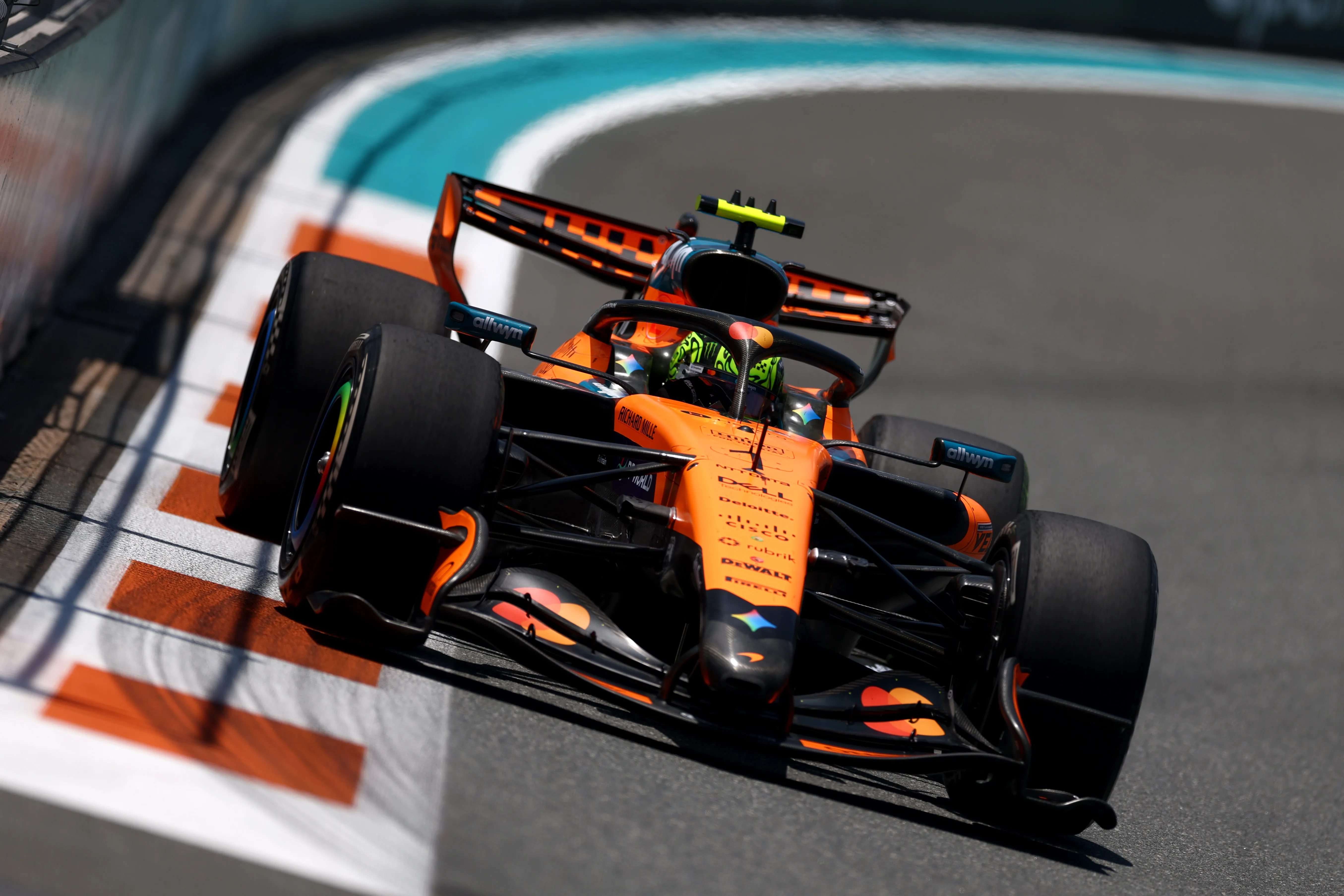 MIAMI, FLORIDA – MAY 01: Lando Norris of Great Britain driving the (1) McLaren MCL40 Mercedes on track during practice ahead of the F1 Grand Prix of Miami at Miami International Autodrome on May 01, 2026 in Miami, Florida. (Photo by Clive Mason/Getty Images)