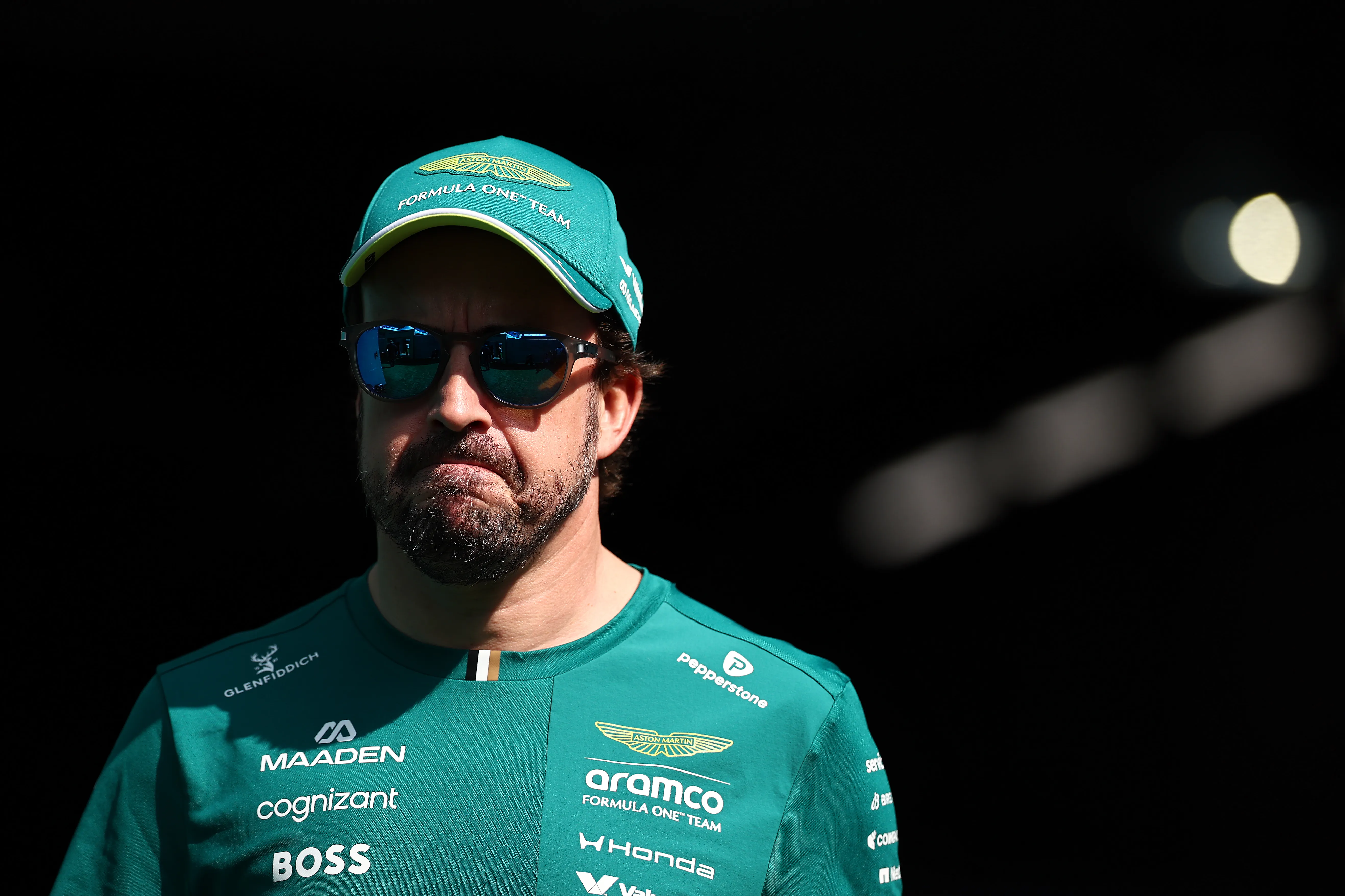 MIAMI, FLORIDA – MAY 02: Fernando Alonso of Spain and Aston Martin F1 Team arrives in the Paddock prior to the Sprint ahead of the F1 Grand Prix of Miami at Miami International Autodrome on May 02, 2026 in Miami, Florida. (Photo by Chris Graythen/Getty Images)