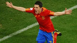 David Villa marcou cinco gols no título mundial da Espanha em 2010 (Photo by Laurence Griffiths)