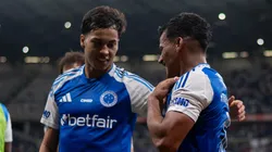 Kaiki Bruno jogador do Cruzeiro comemora seu gol durante partida contra o Bragantino no estadio Mineirao pelo campeonato Brasileiro A 2025.