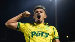 Tiquinho Soares jogador do Mirassol comemora seu gol durante partida contra o Red Bull Bragantino. Foto: Cleder R Damasceno/RP FOTOPRESS/AGIF