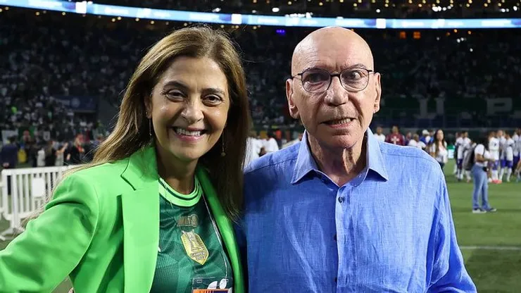 Leila Pereira e seu marido, José Lamacchia. Foto: Cesar Greco/Palmeiras