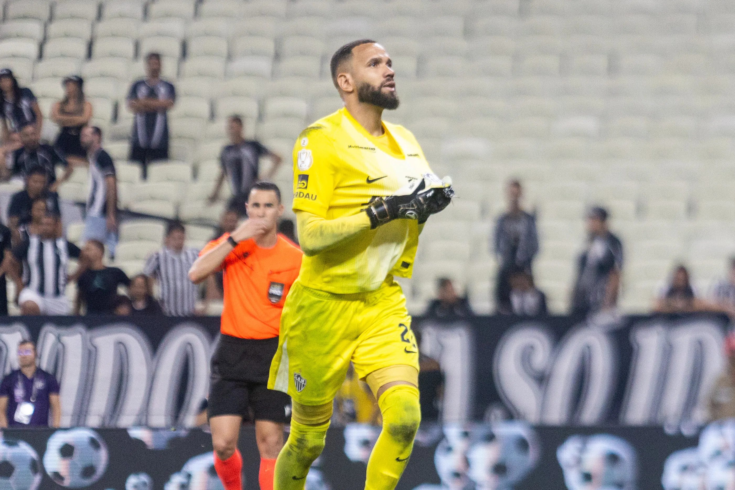 CE – FORTALEZA – 13/05/2026 – COPA DO BRASIL 2026, CEARA X ATLETICO –  Weverson goleiro do Atletico comemora durante partida contra o Ceara no estadio Castelao pelo campeonato Copa Do Brasil 2026. Foto: Lucas Emanuel/AGIF