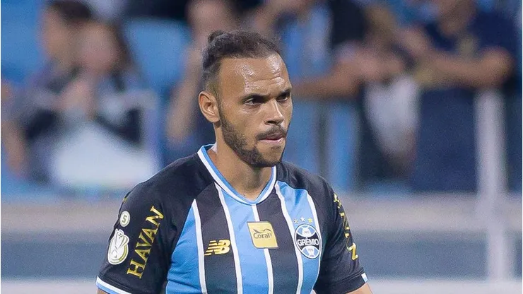 Martin Braithwaite jogador do Gremio durante partida contra o Confianca no estadio Arena do Gremio pelo campeonato Copa Do Brasil 2026. Foto: Maxi Franzoi/AGIF