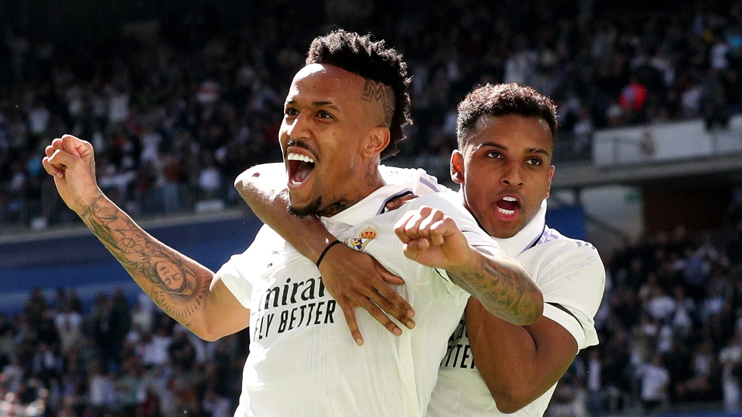 Rodrygo e Militão, zagueiro e atacante do Real Madrid